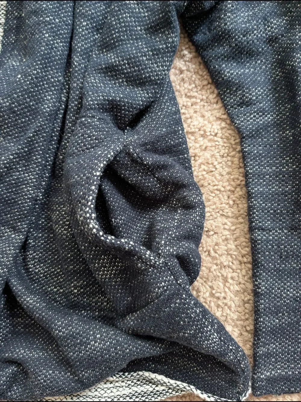 Lucky Brand Womens Navy Blue Heather Gray Open Front Shawl Collar Cardigan Small